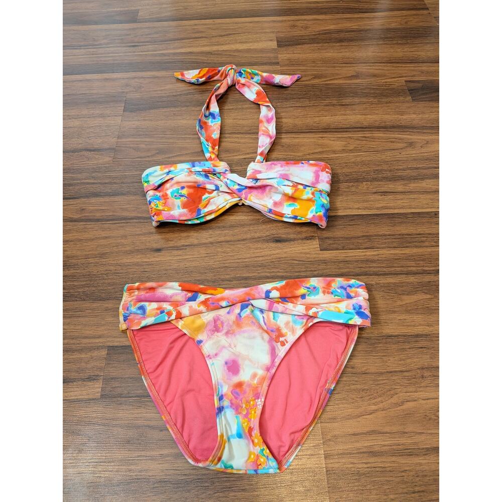 Seafolly Australia Watercolor Floral Bikini Set Size US 4 Beach Resort Wear